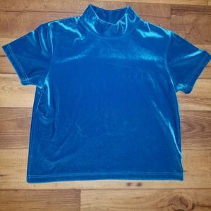 Blue Velvet Mock Neck